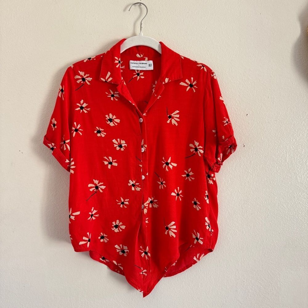 Anthropologie x Faithfull the Brand Red Toulin Botany Floral Shirt 4